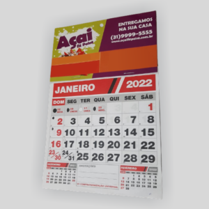 Calendários de parede cabeçalho com miolo  2023